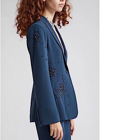 Cinq a Sept RHINESTONE CRACKLE EMBELLISHED CHEYENNE BLAZER - Picture 11 of 16